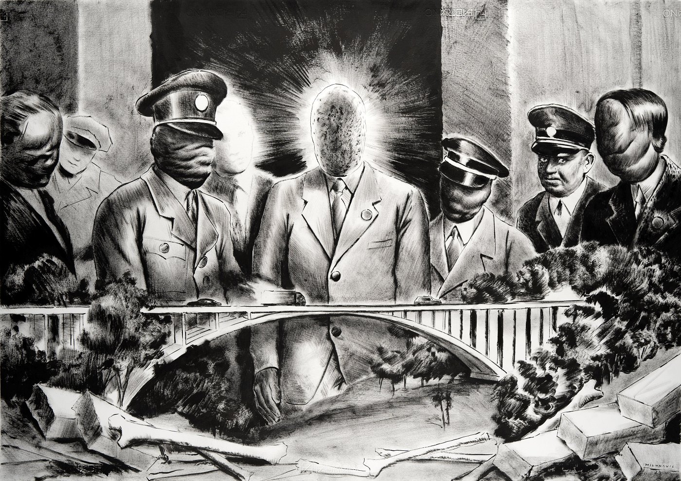 Mihael Milunović_Srbija_The Bridge, 102x66cm, china ink on paper, 2023_arhiv avtorja